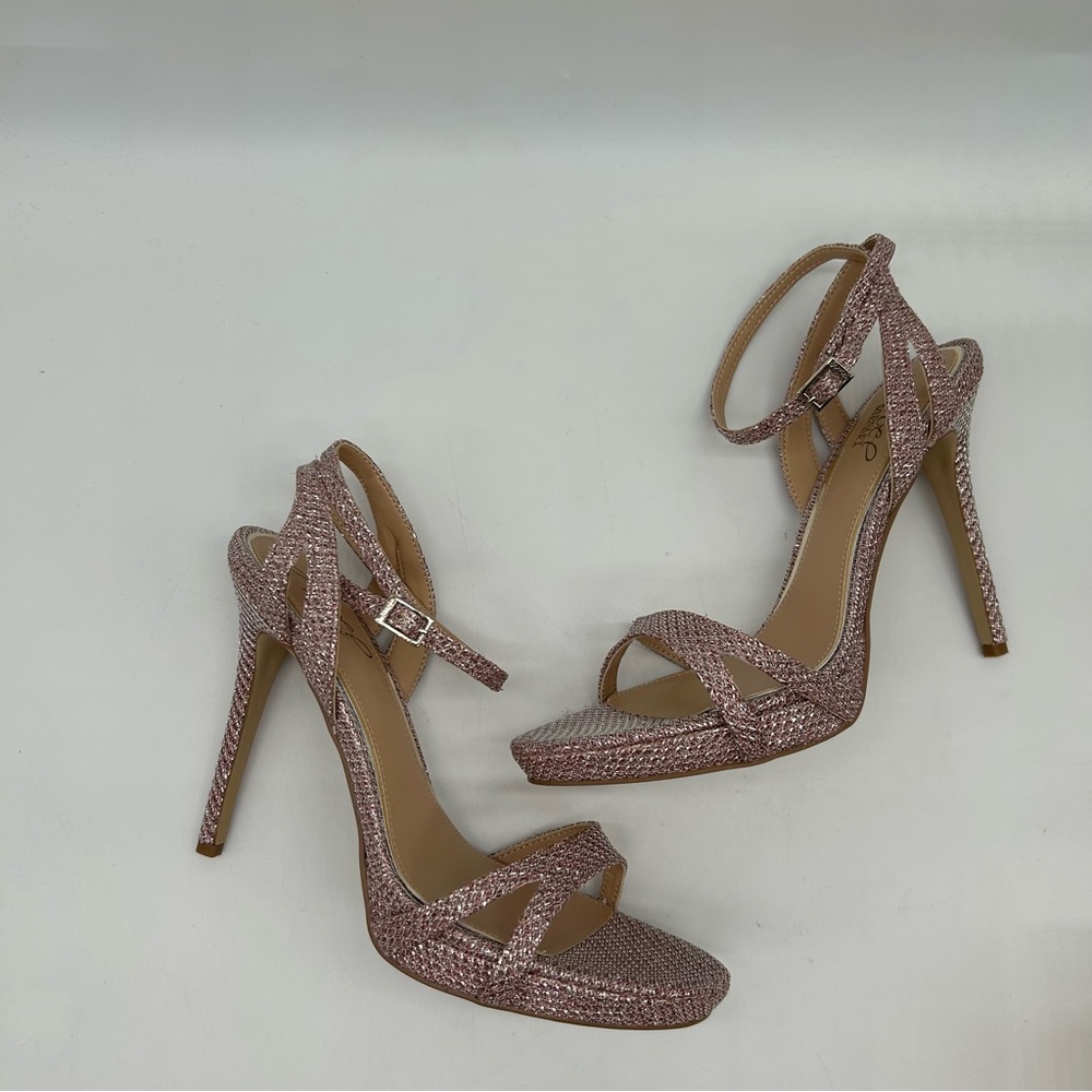 Jewel Badgley Mischka Arianna Platform Stiletto Evening Sandals rose gold size 9 - Picture 3 of 7